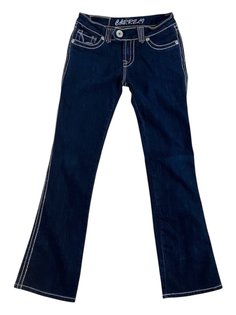Carreli jeans flap pockets contrasting stitches low rise bootcut straight leg 27